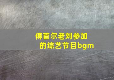 傅首尔老刘参加的综艺节目bgm