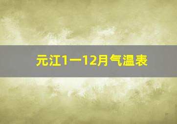 元江1一12月气温表