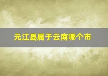 元江县属于云南哪个市