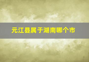 元江县属于湖南哪个市