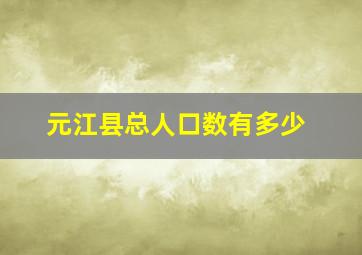 元江县总人口数有多少