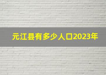 元江县有多少人口2023年