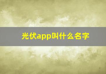 光伏app叫什么名字