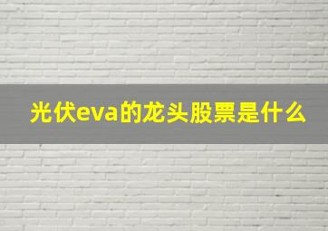 光伏eva的龙头股票是什么