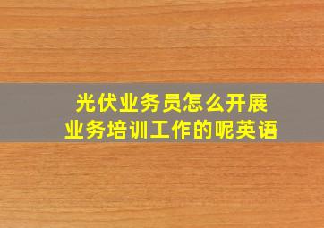 光伏业务员怎么开展业务培训工作的呢英语