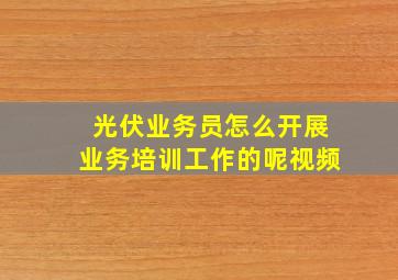 光伏业务员怎么开展业务培训工作的呢视频