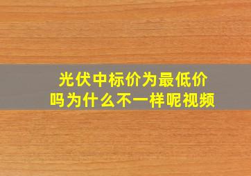 光伏中标价为最低价吗为什么不一样呢视频