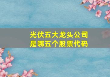 光伏五大龙头公司是哪五个股票代码