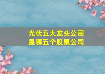 光伏五大龙头公司是哪五个股票公司