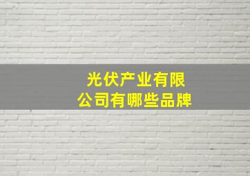 光伏产业有限公司有哪些品牌