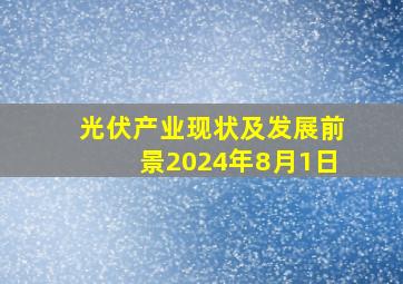 光伏产业现状及发展前景2024年8月1日