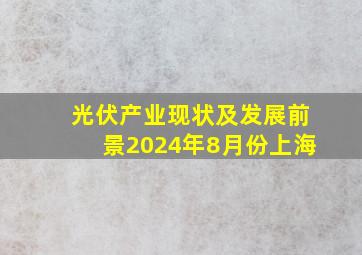 光伏产业现状及发展前景2024年8月份上海