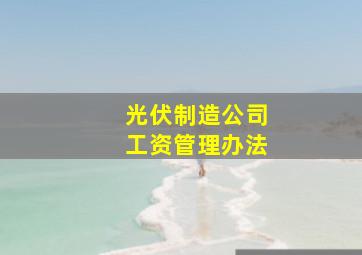 光伏制造公司工资管理办法