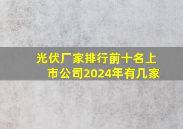 光伏厂家排行前十名上市公司2024年有几家