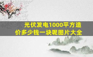 光伏发电1000平方造价多少钱一块呢图片大全