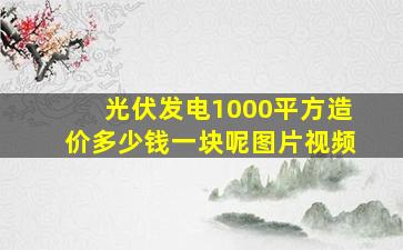 光伏发电1000平方造价多少钱一块呢图片视频