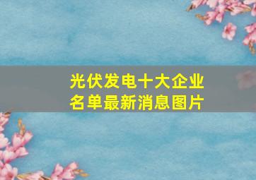 光伏发电十大企业名单最新消息图片