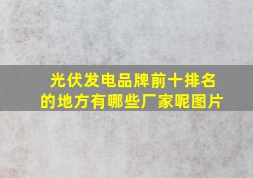 光伏发电品牌前十排名的地方有哪些厂家呢图片