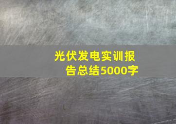 光伏发电实训报告总结5000字