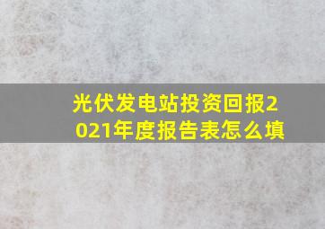 光伏发电站投资回报2021年度报告表怎么填