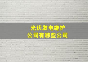 光伏发电维护公司有哪些公司