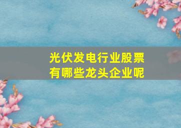 光伏发电行业股票有哪些龙头企业呢