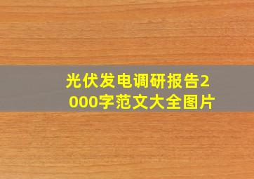 光伏发电调研报告2000字范文大全图片