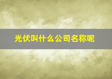 光伏叫什么公司名称呢