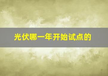 光伏哪一年开始试点的