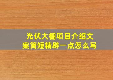 光伏大棚项目介绍文案简短精辟一点怎么写