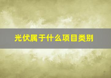 光伏属于什么项目类别