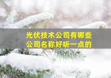 光伏技术公司有哪些公司名称好听一点的