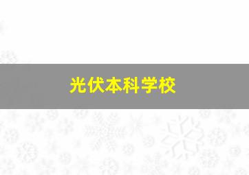 光伏本科学校