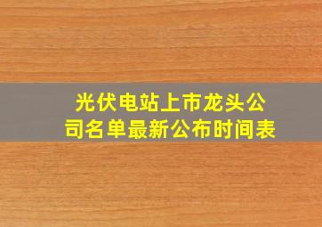 光伏电站上市龙头公司名单最新公布时间表