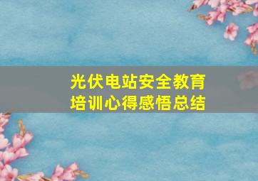 光伏电站安全教育培训心得感悟总结