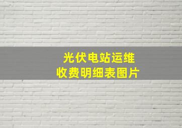 光伏电站运维收费明细表图片