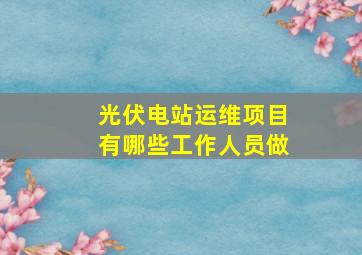 光伏电站运维项目有哪些工作人员做