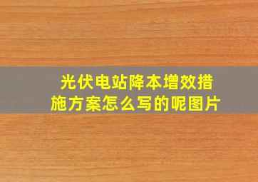 光伏电站降本增效措施方案怎么写的呢图片