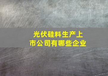 光伏硅料生产上市公司有哪些企业