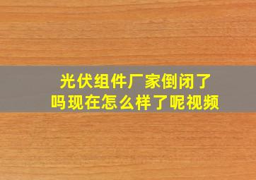 光伏组件厂家倒闭了吗现在怎么样了呢视频