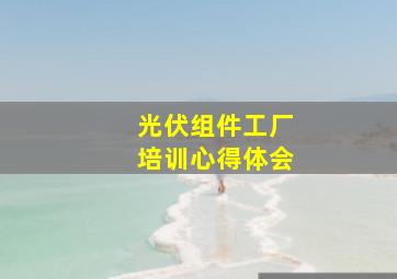 光伏组件工厂培训心得体会