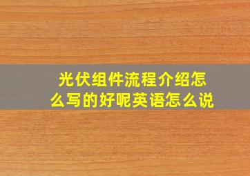 光伏组件流程介绍怎么写的好呢英语怎么说