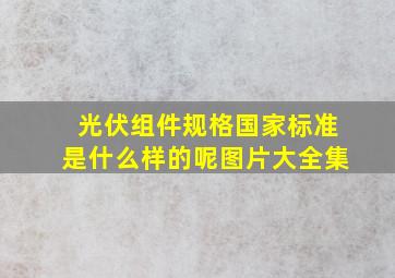 光伏组件规格国家标准是什么样的呢图片大全集