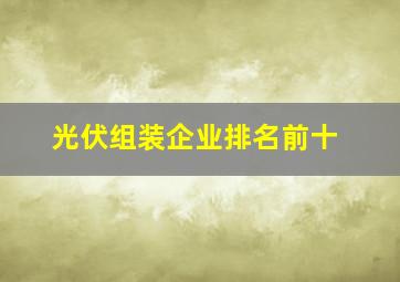 光伏组装企业排名前十