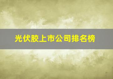 光伏胶上市公司排名榜