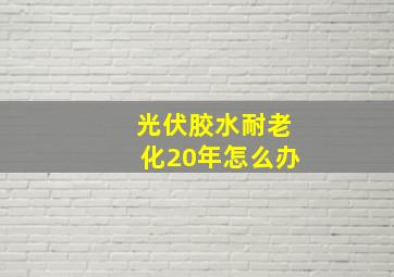 光伏胶水耐老化20年怎么办