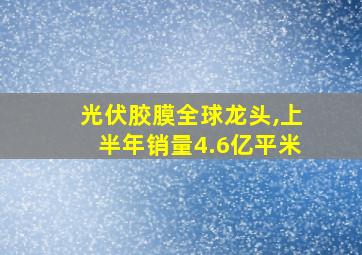 光伏胶膜全球龙头,上半年销量4.6亿平米