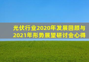 光伏行业2020年发展回顾与2021年形势展望研讨会心得