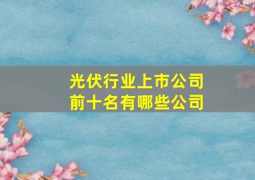 光伏行业上市公司前十名有哪些公司