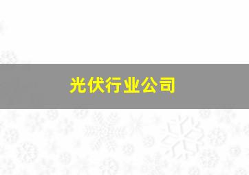 光伏行业公司